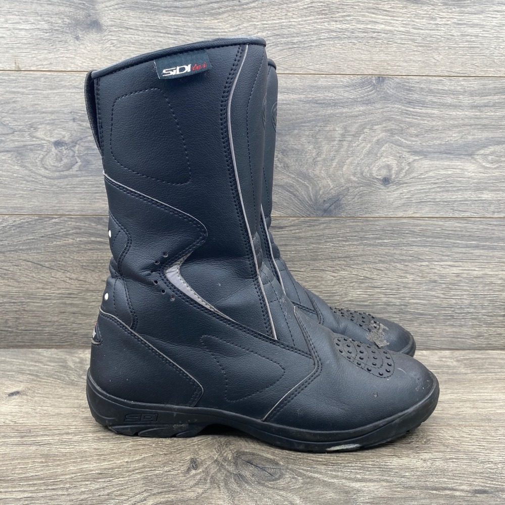 Sidi Lei Motorcycle Boots Women 9.5 Black Touring Shifter Pad Reflective Zip